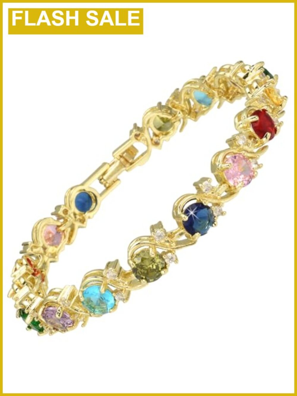 14K Gold Plated Birthstone Tennis Bracelet 7in 6mm CZ Gift for Women